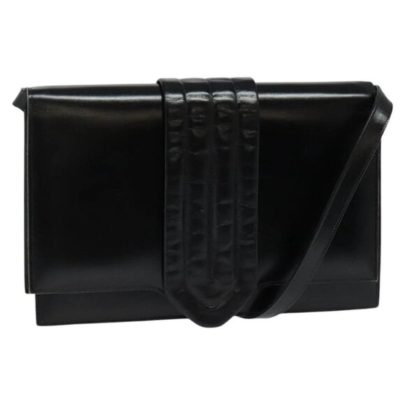Dior Handbags - Christian Dior Shoulder Bag Leather Black Gold Auth 124298